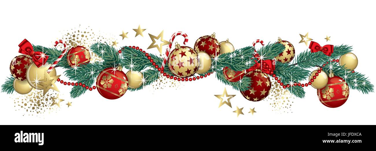 Christmas garland and glitter full vector banner Stock Vector Image ...