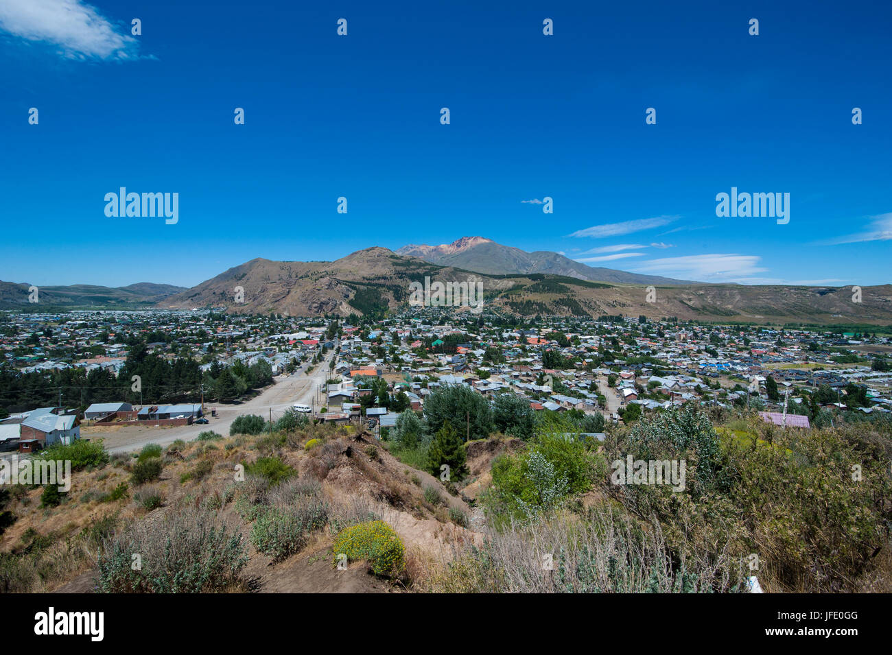 Panorama of Esquel, Chubut, Argentina, South America Stock Photo