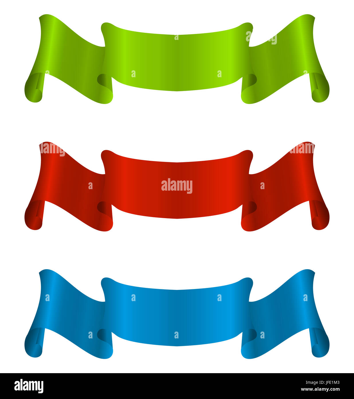 Triple Color Ribbon Illustration three colorful ribbon tape isolated on white background ...