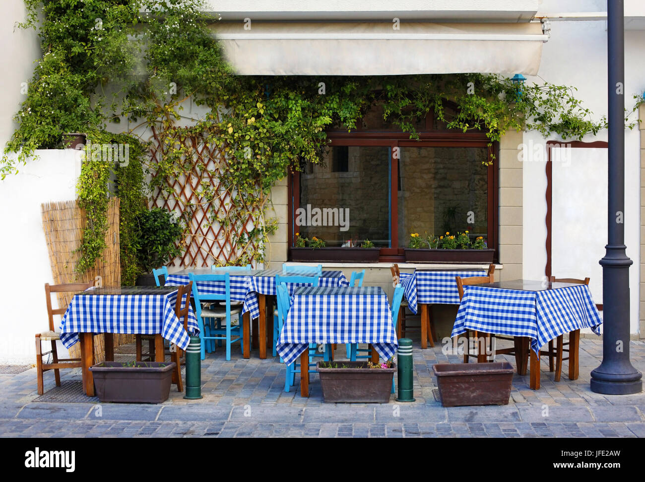 Cafe in Larnaca during Summe Stock Photo