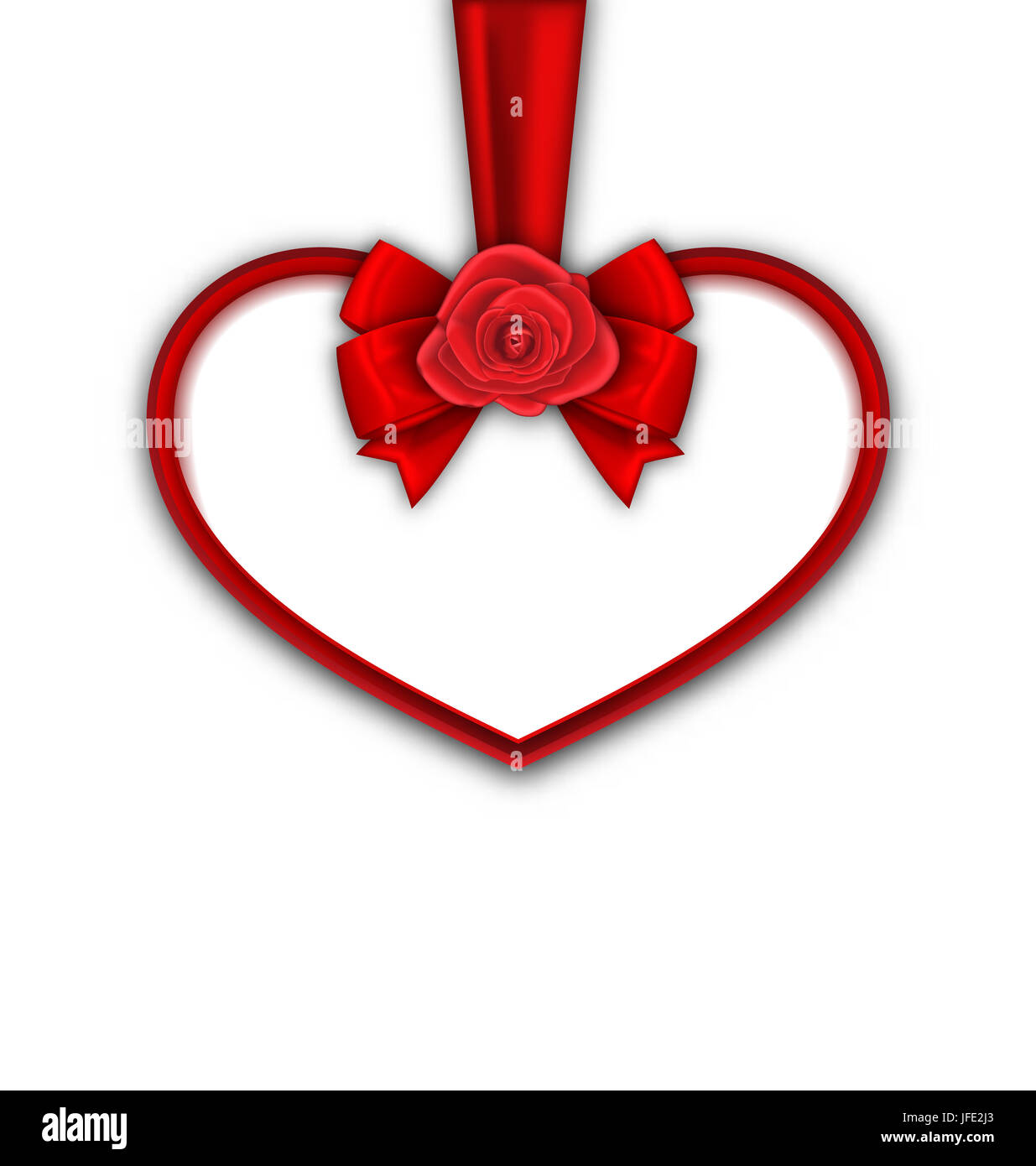 Illustration Red Heart with Red Rose, Ribbon and Bow for Happy ...