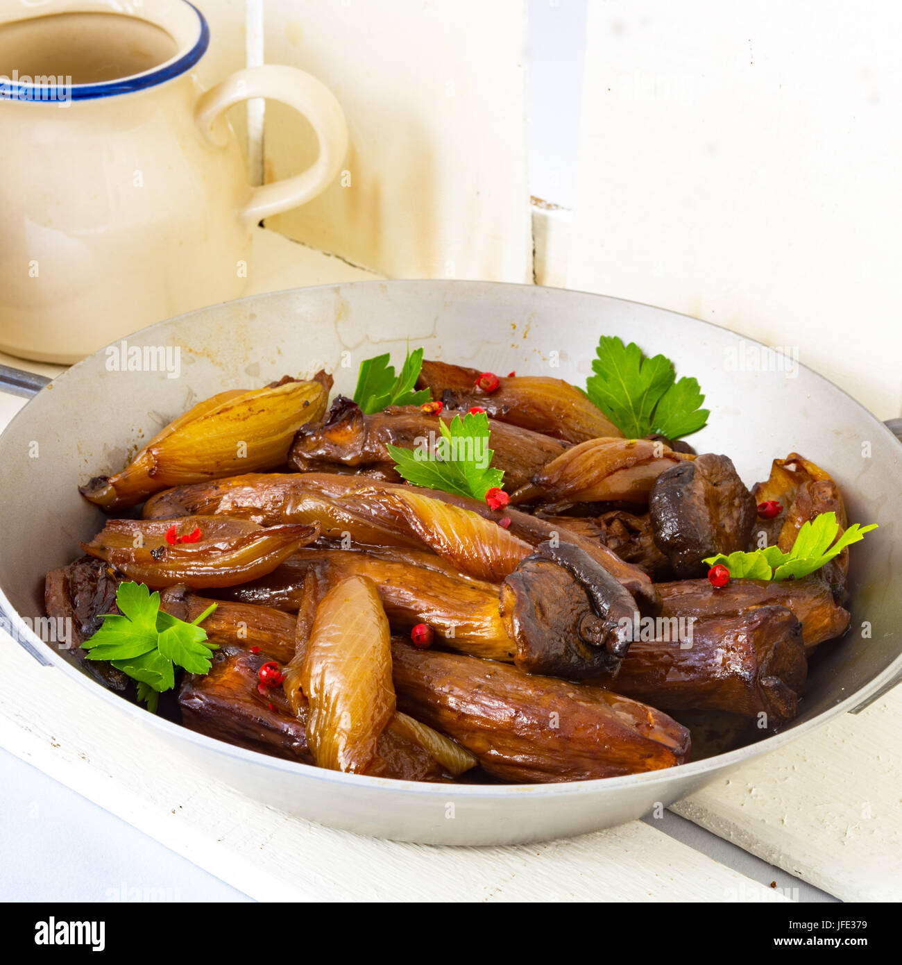 Roasted King Oyster Mushrooms Stock Photo Alamy