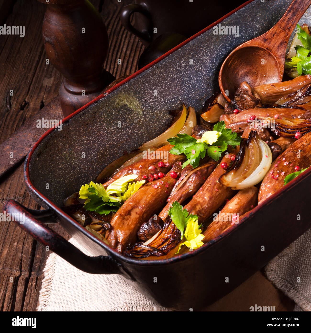 Roasted King Oyster Mushrooms Stock Photo Alamy