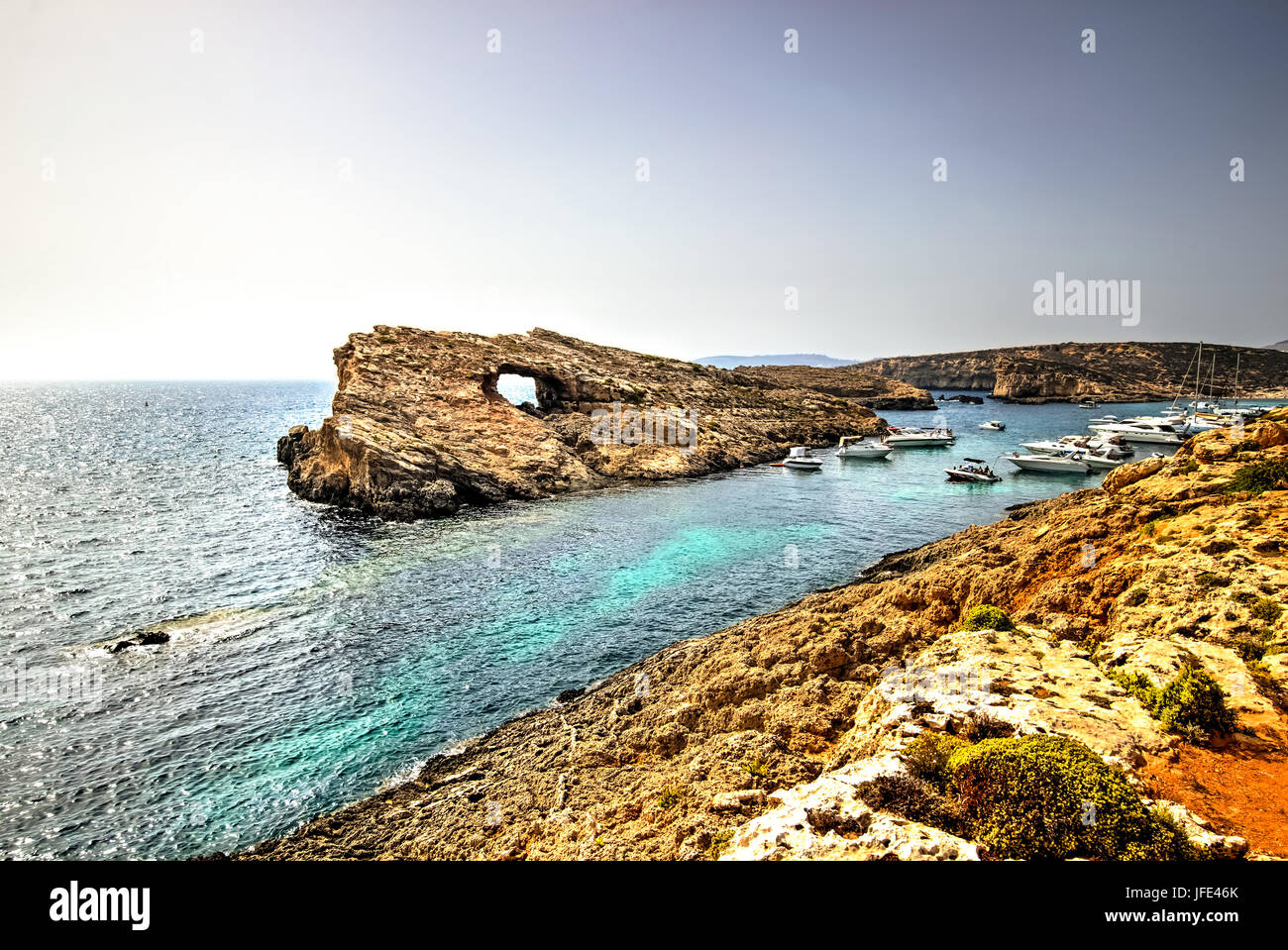 Strange rock formation near Comino Island, Malta Stock Photo