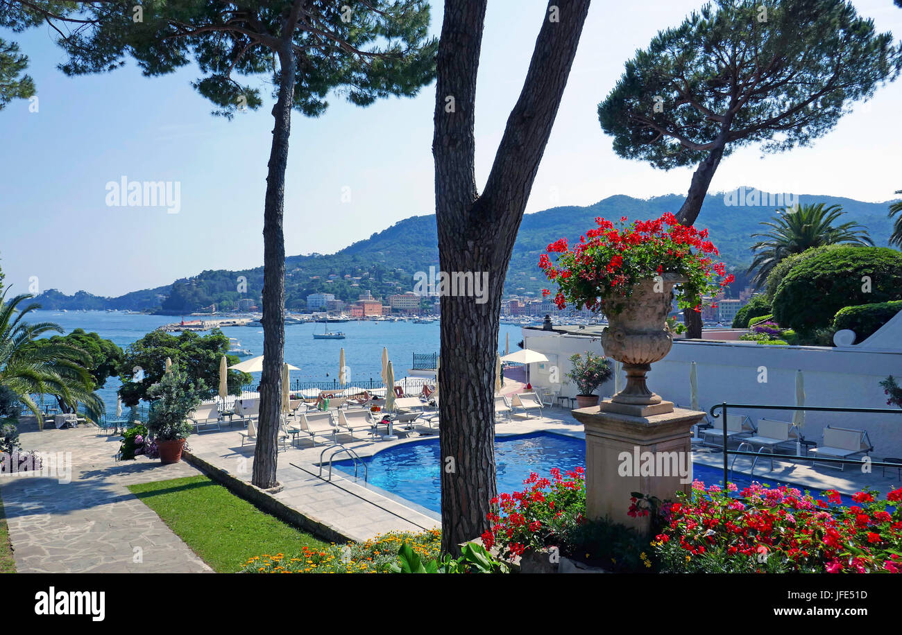 Santa Margherita Ligure, Italy from the gardens of the Hotel Imperiale Stock Photo