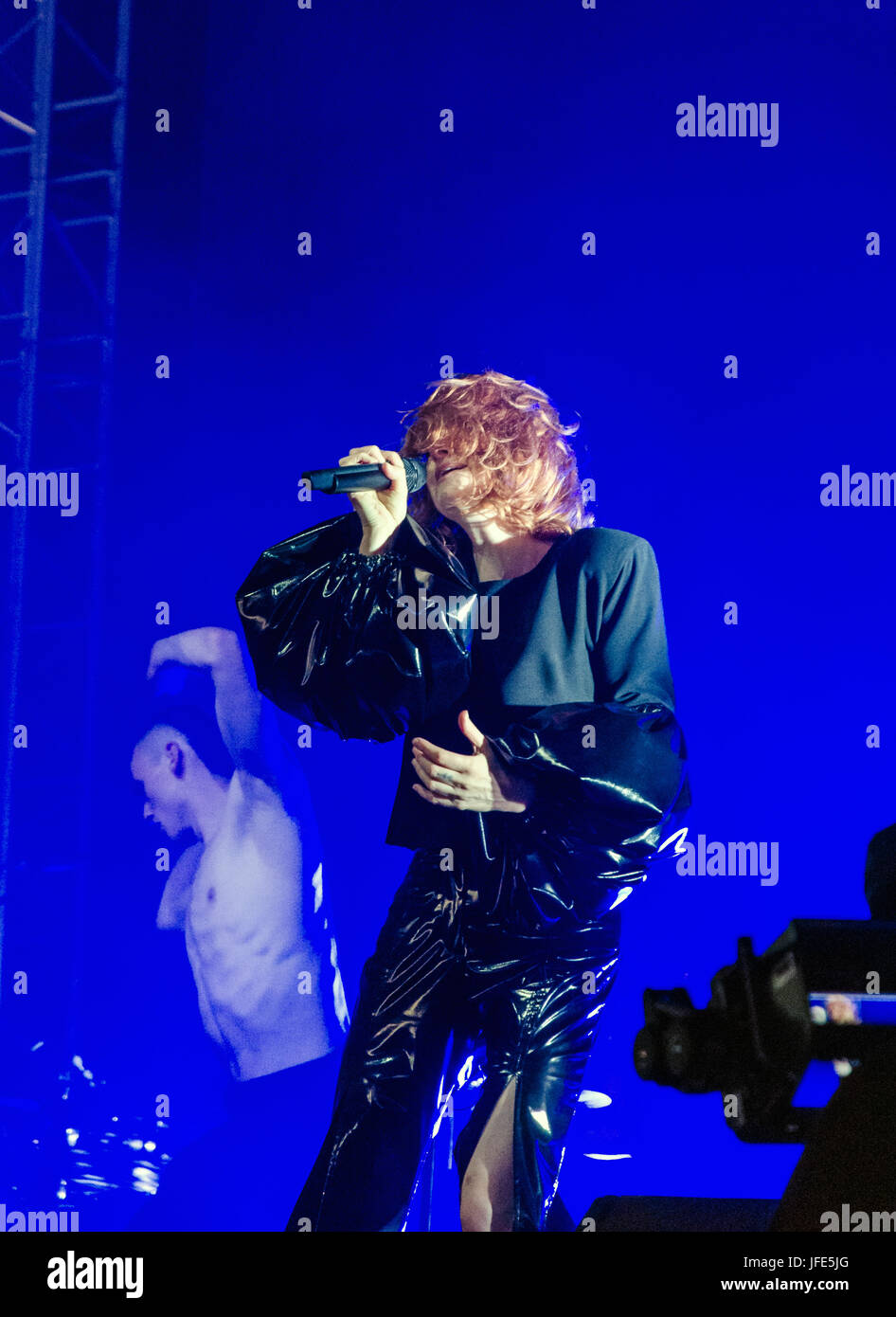 GoldFrapp play the John Peel stage at Glastonbury Festival of Contemporary Performing Arts 2017 Stock Photo