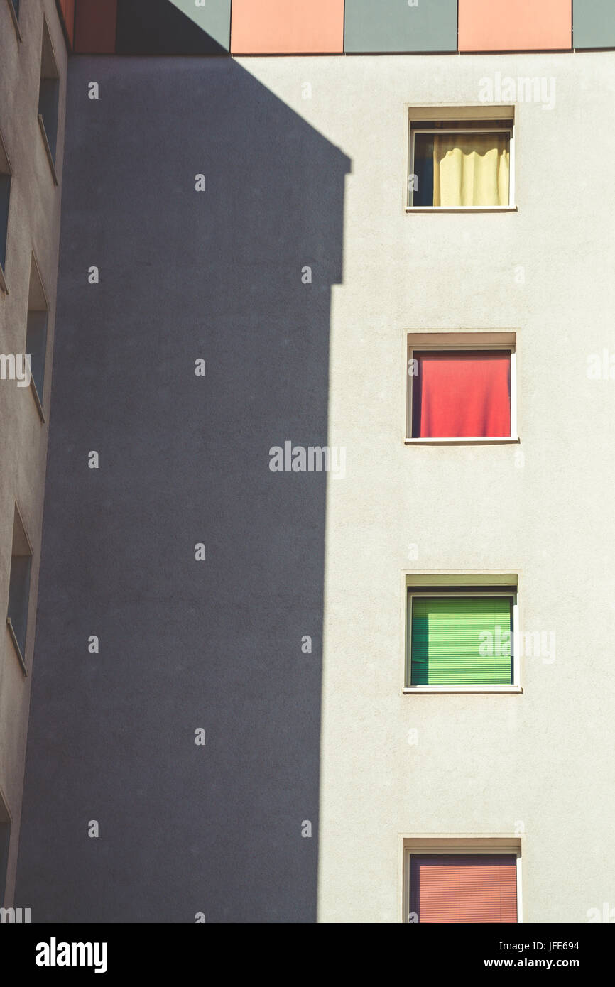 residential building with windows Stock Photo