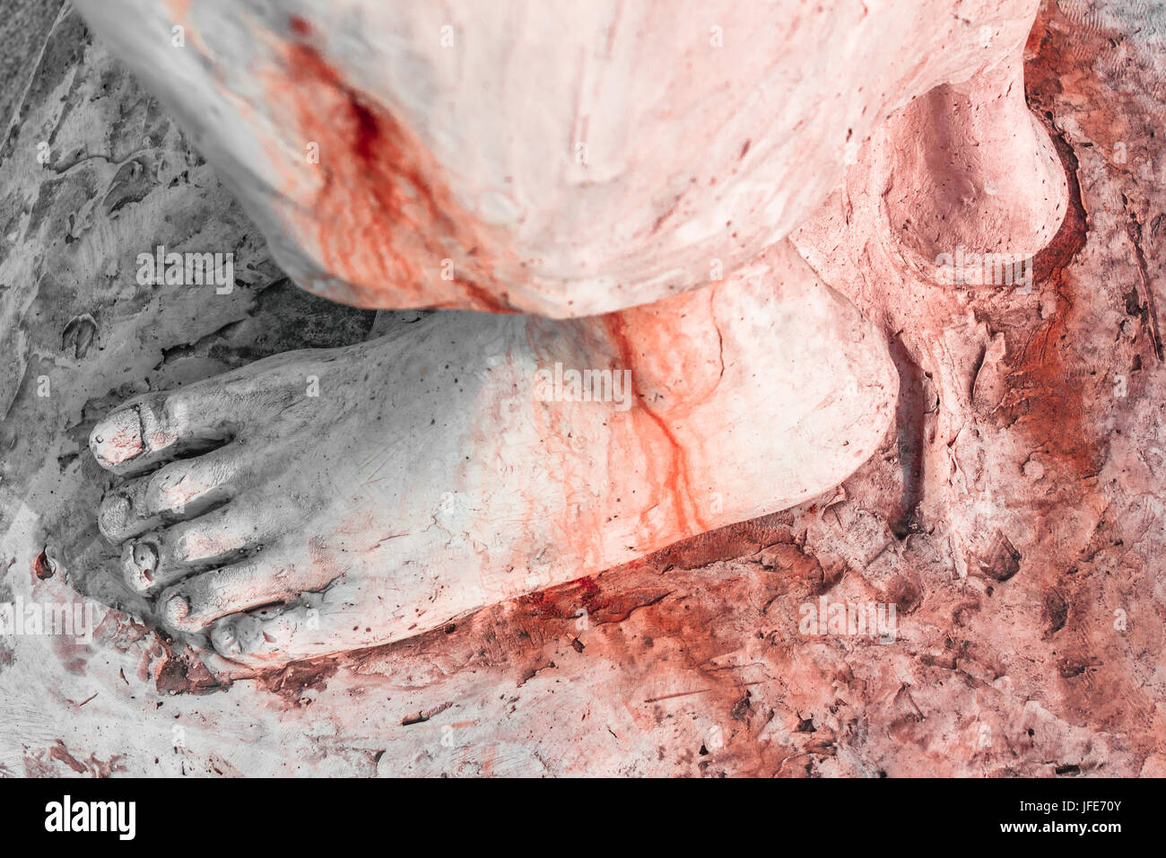 Foot of Christ bloodied Stock Photo