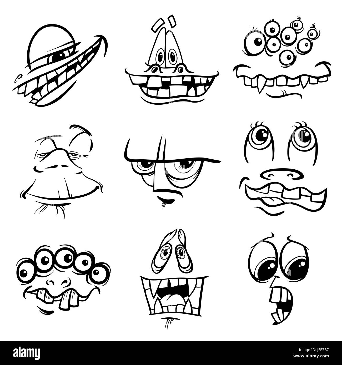 black and white monster characters Stock Photo