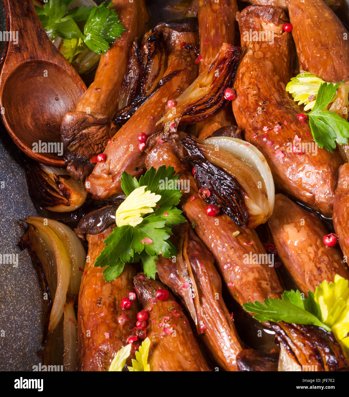 Roasted King Oyster Mushrooms Stock Photo Alamy