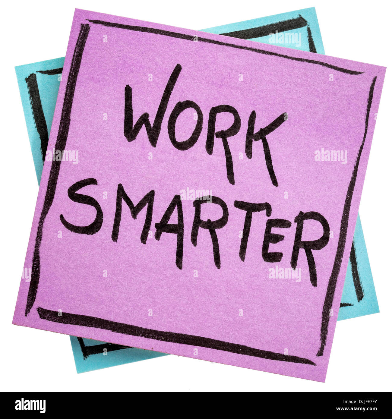 Work smarter  - handwriting in black ink on an isolated sticky note Stock Photo