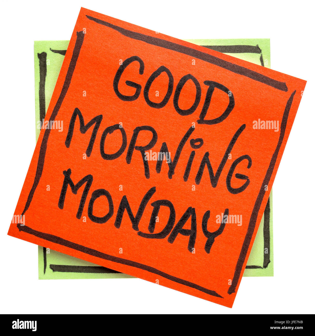 Good Morning Monday Cheerful Message On An Isolated Sticky Note Stock Photo Alamy