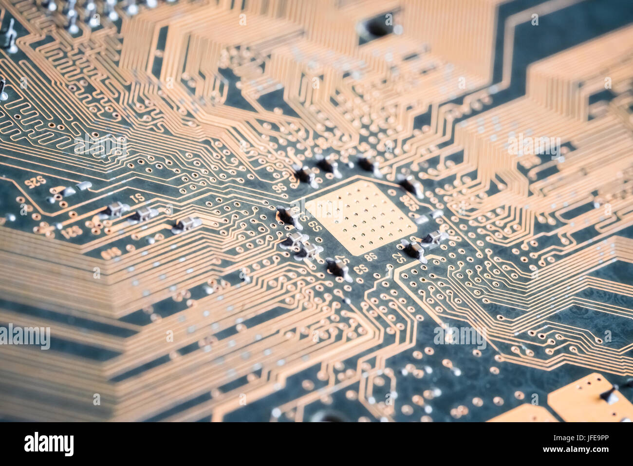 electronic circuit board closeup Stock Photo