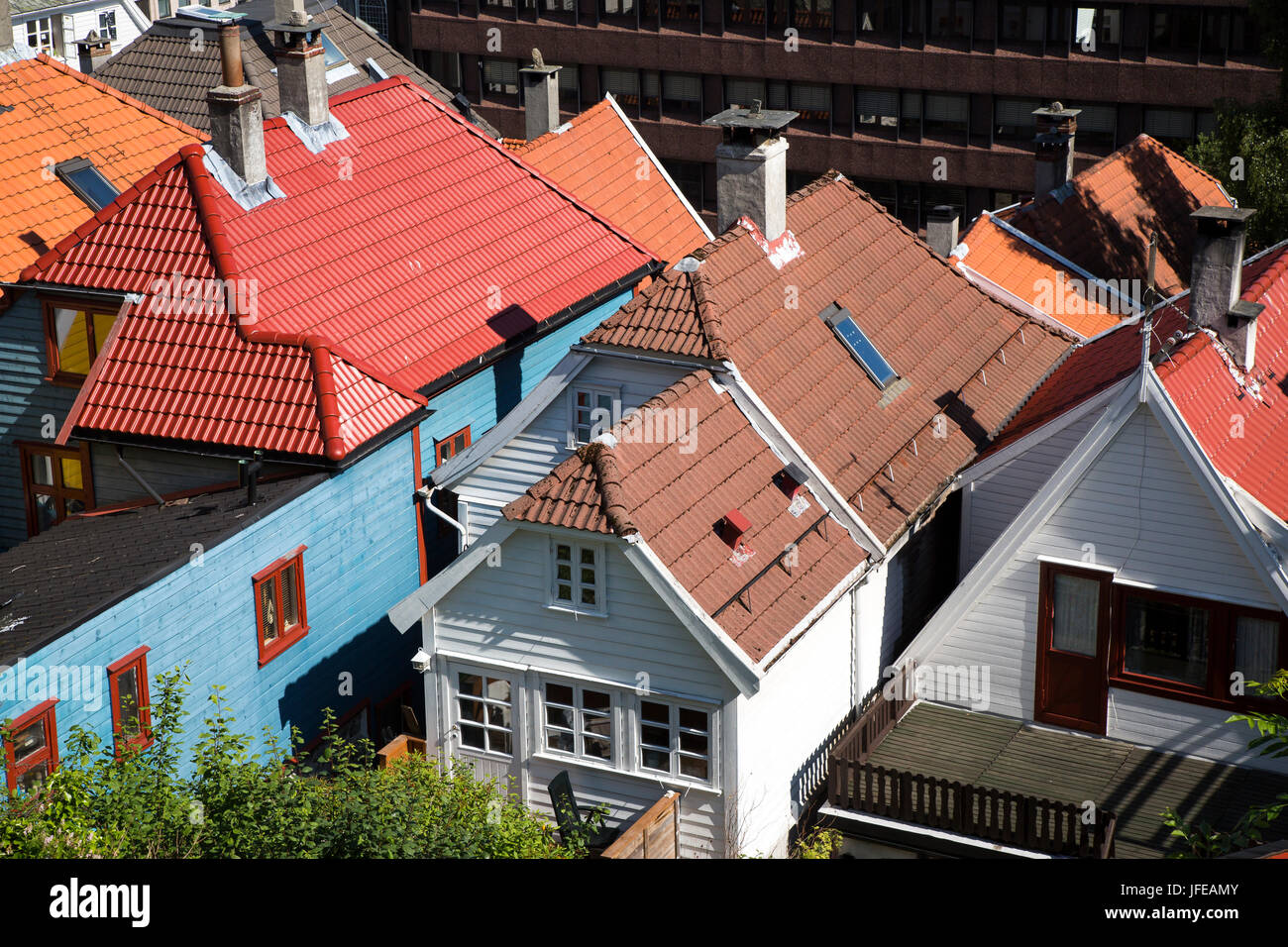 Rooftops in Old Bergen, Norway, Hordaland Stock Photo - Alamy