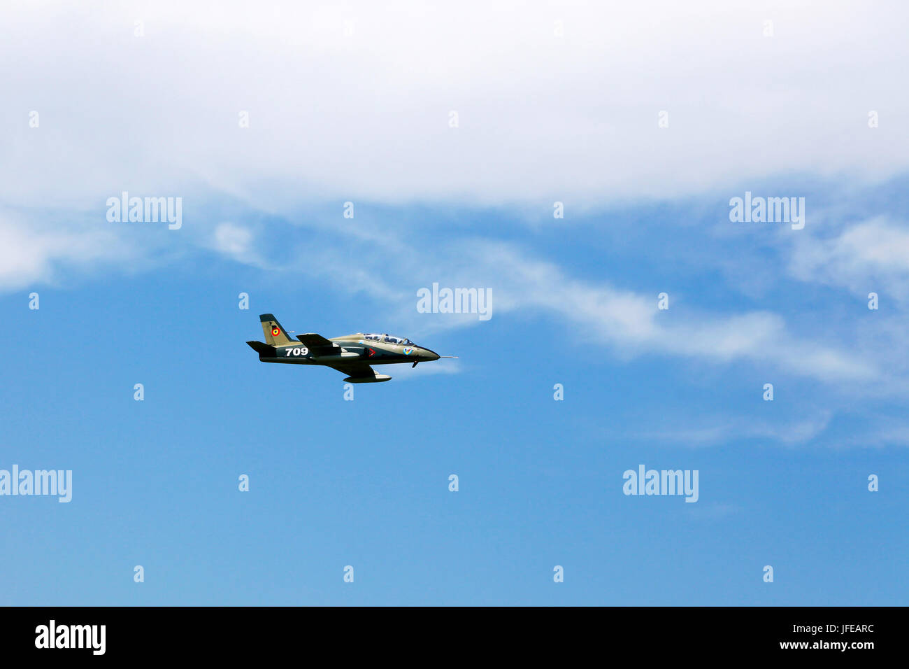 Romanian IAR 99 Soim plane flying Stock Photo