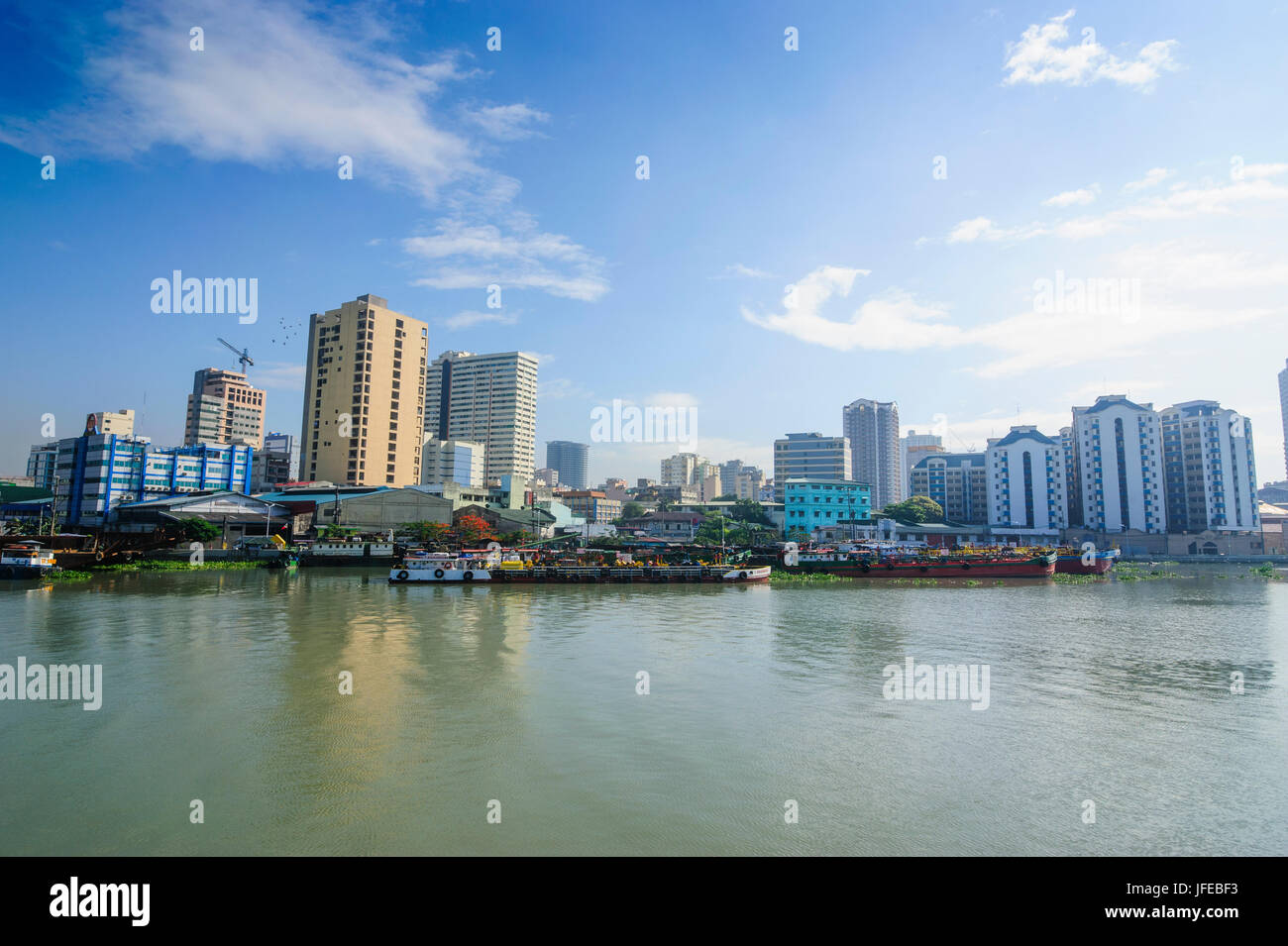Skyline of Manila seen  from Fort Santiago, Intramuros, Manila, Luzon, Philippines Stock Photo