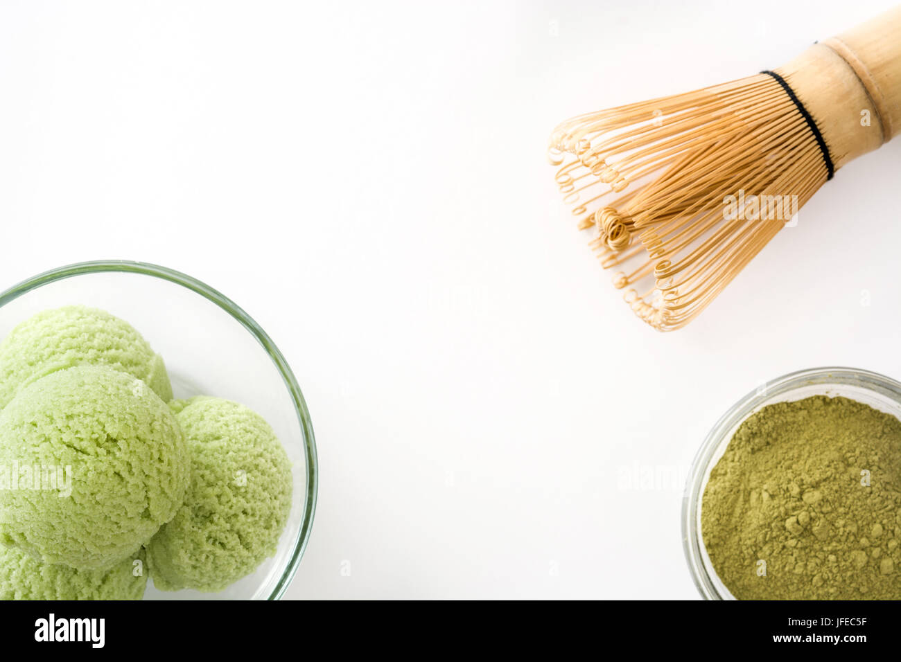 green tea matcha ice cream isolated on white background Stock Photo - Alamy