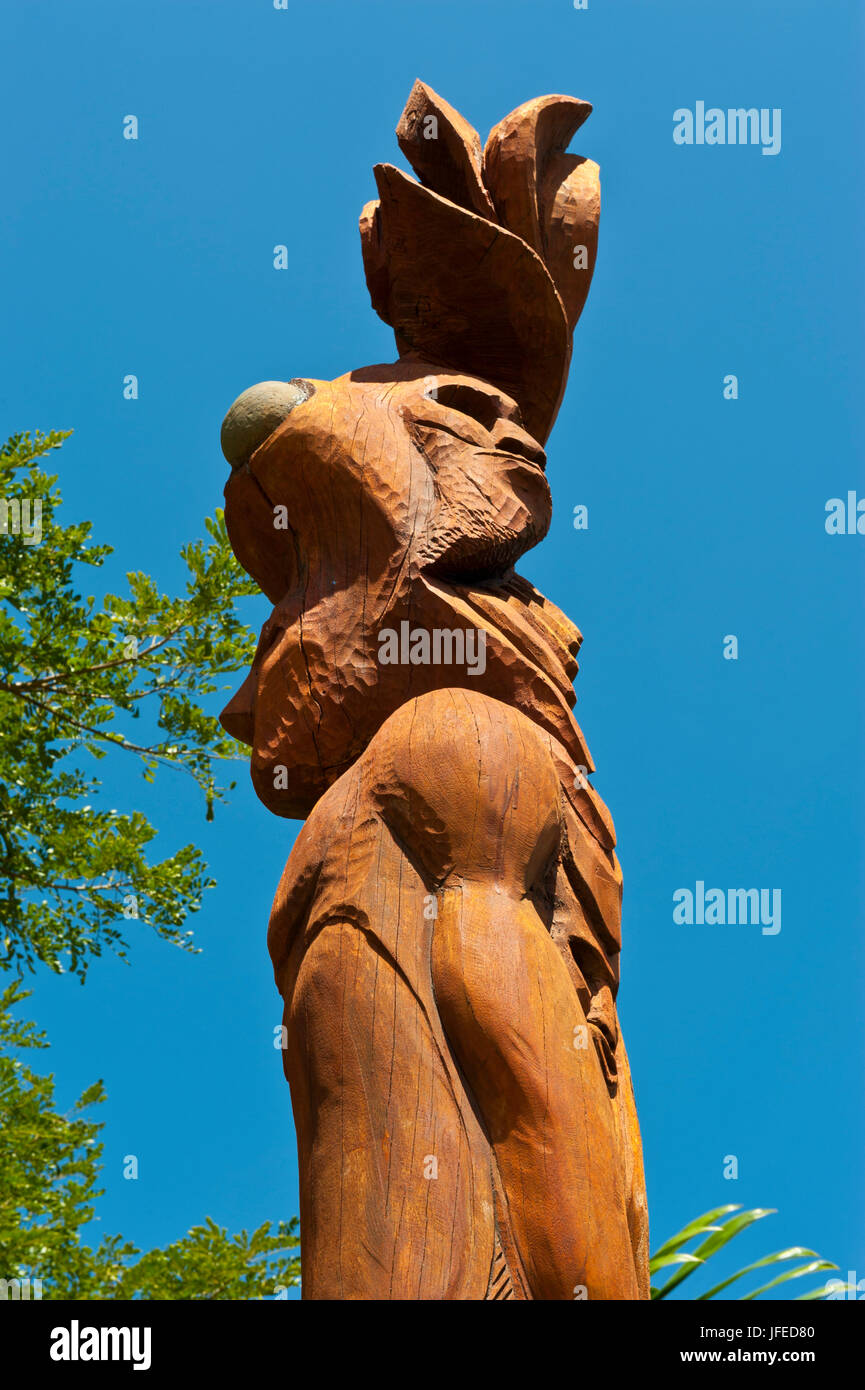 Wooden statues in the sculptures garden of La Foa, West coast of Grand