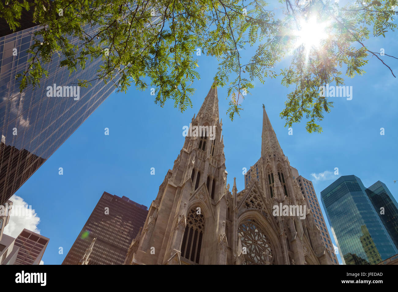 The architectural structures of the St. Patrick's Cathedral in New York City, USA Stock Photo