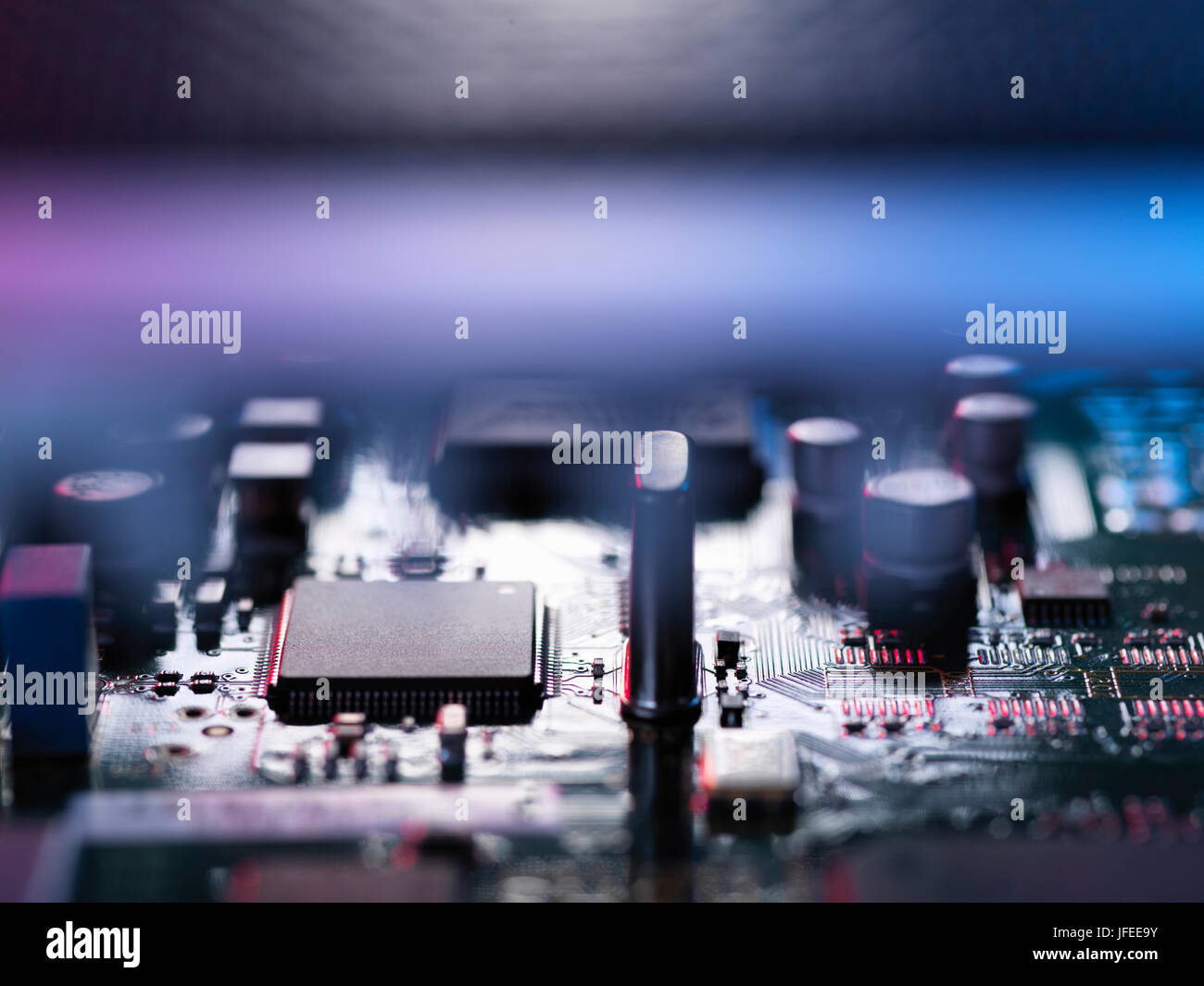Printed circuit board from a wireless internet hub. Stock Photo