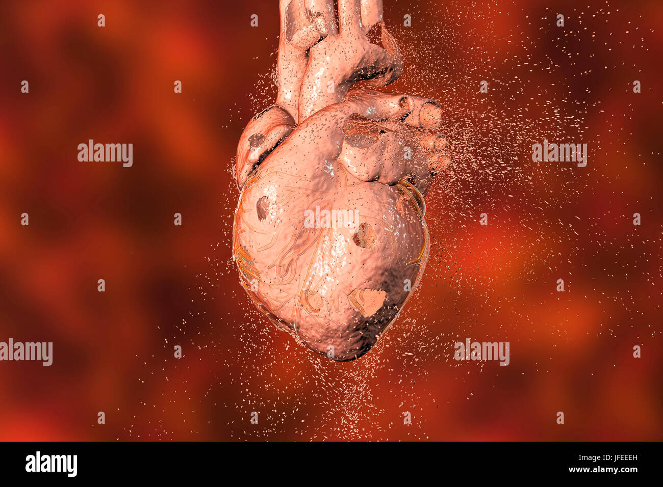 Heart destruction. Conceptual computer illustration that can be used to illustrate heart diseases. Stock Photo