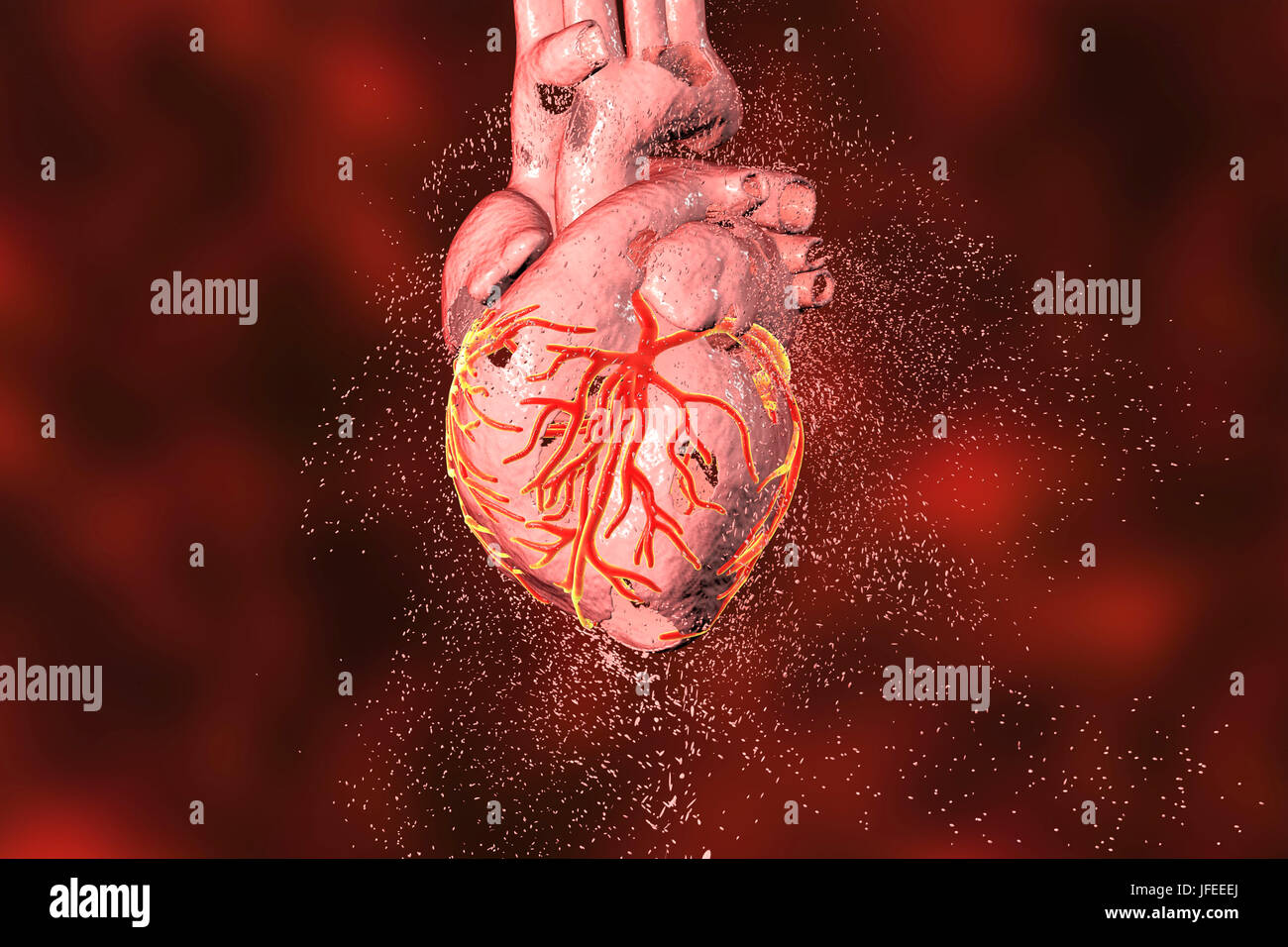 Heart destruction. Conceptual computer illustration that can be used to illustrate heart diseases. Stock Photo