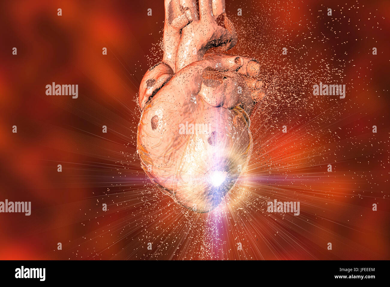 Heart destruction. Conceptual computer illustration that can be used to illustrate heart diseases. Stock Photo