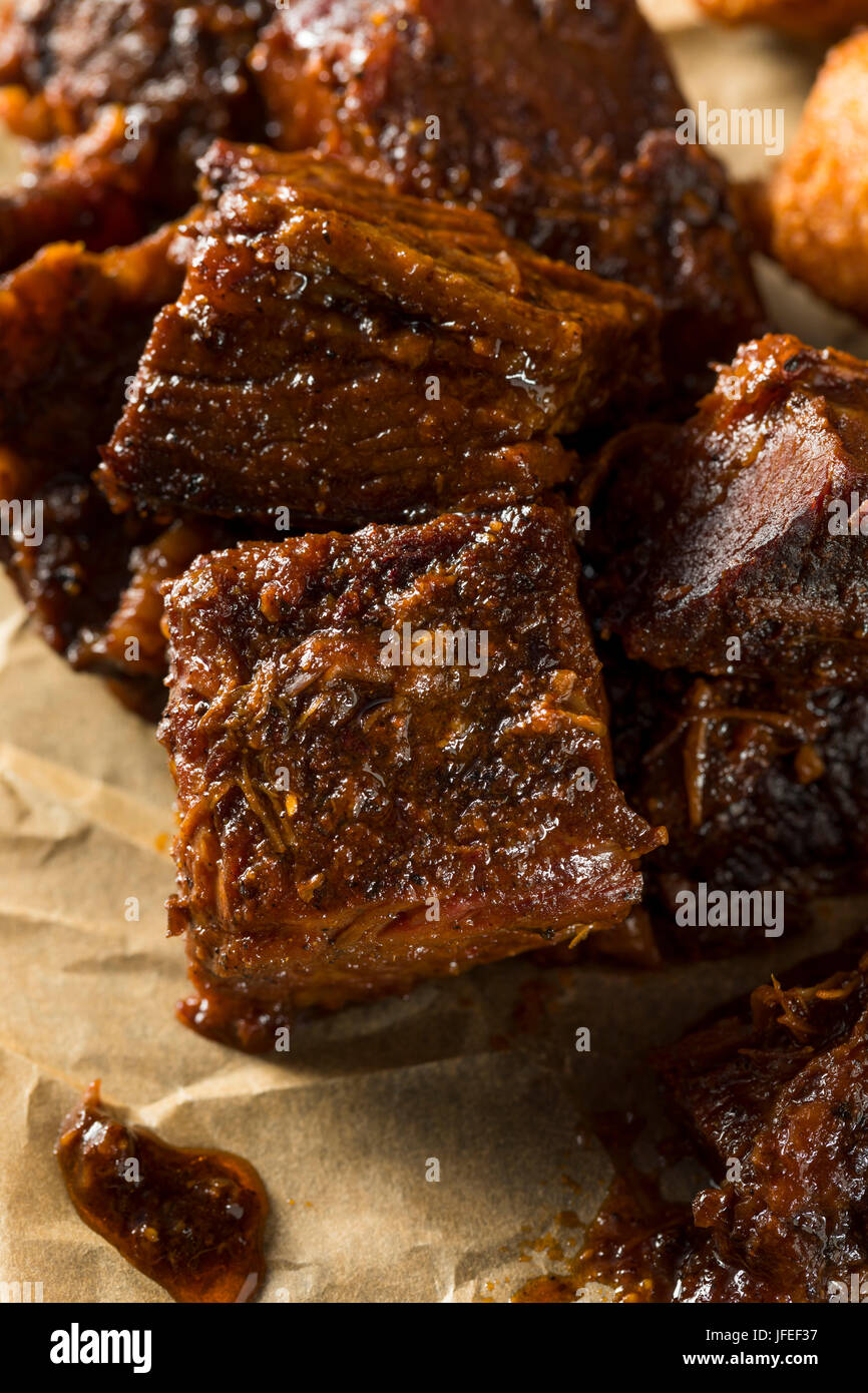 Slow Smoked Brisket Burnt Ends Barbecue with Sides Stock Photo Alamy