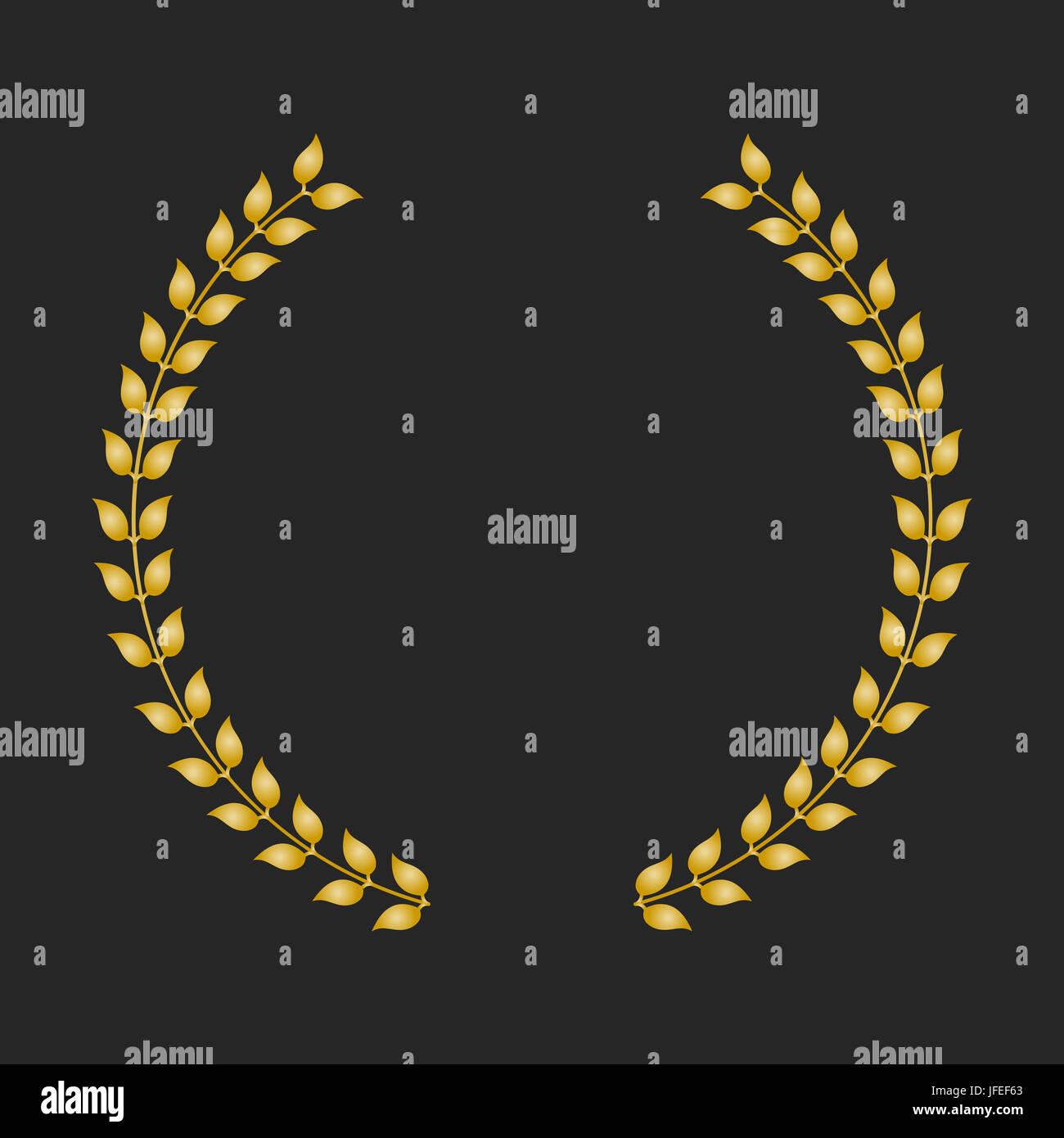 Gold award laurel wreath on dark background. illustration Stock Photo
