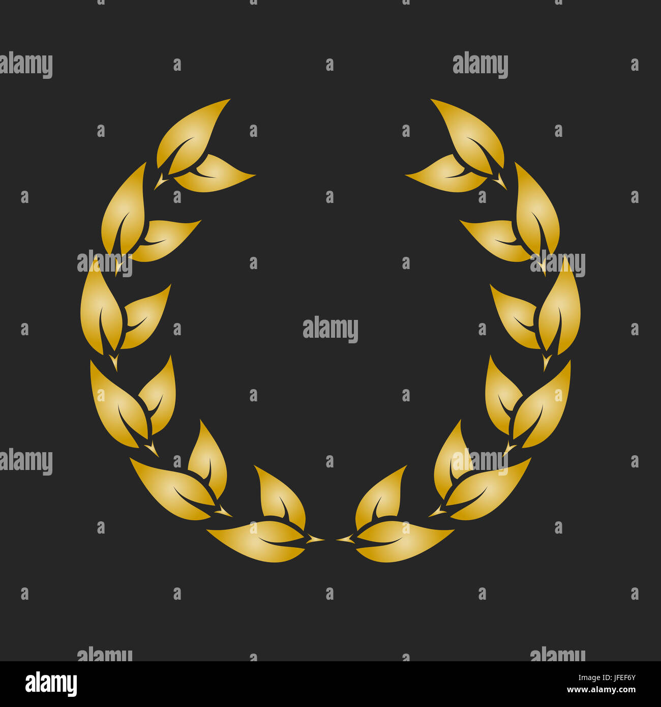 Gold award laurel wreath on dark background. illustration Stock Photo