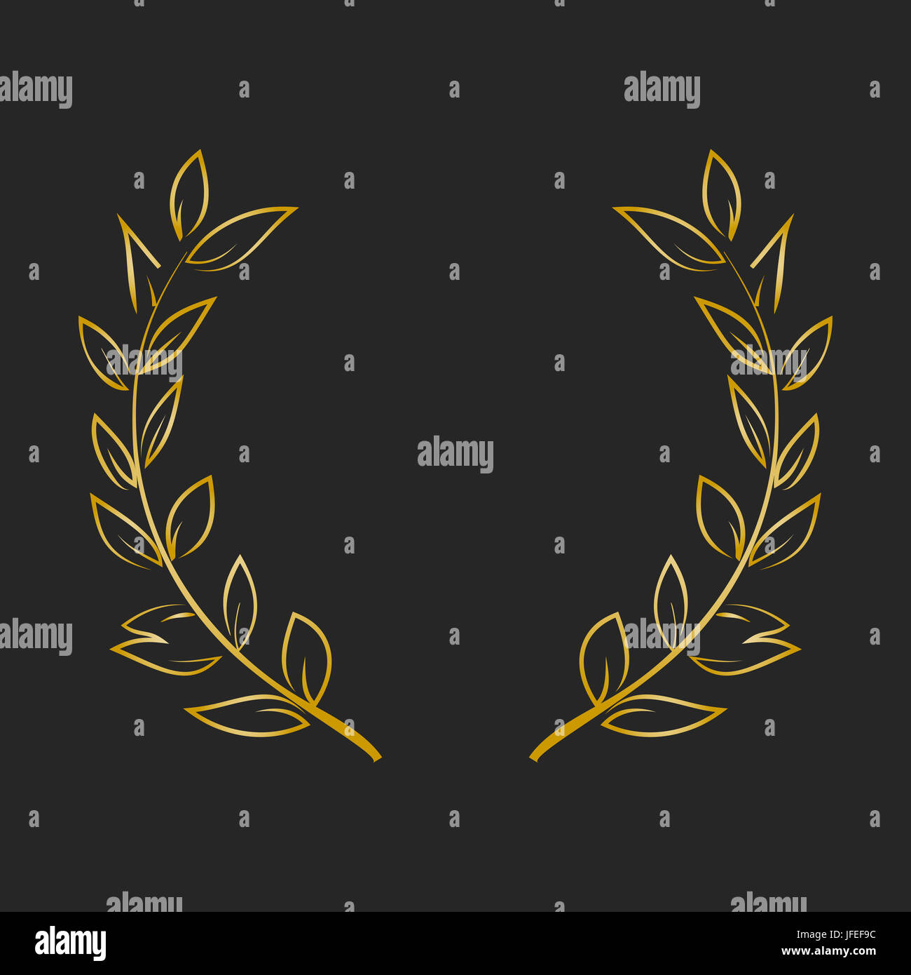 Gold award laurel wreath on dark background. illustration Stock Photo