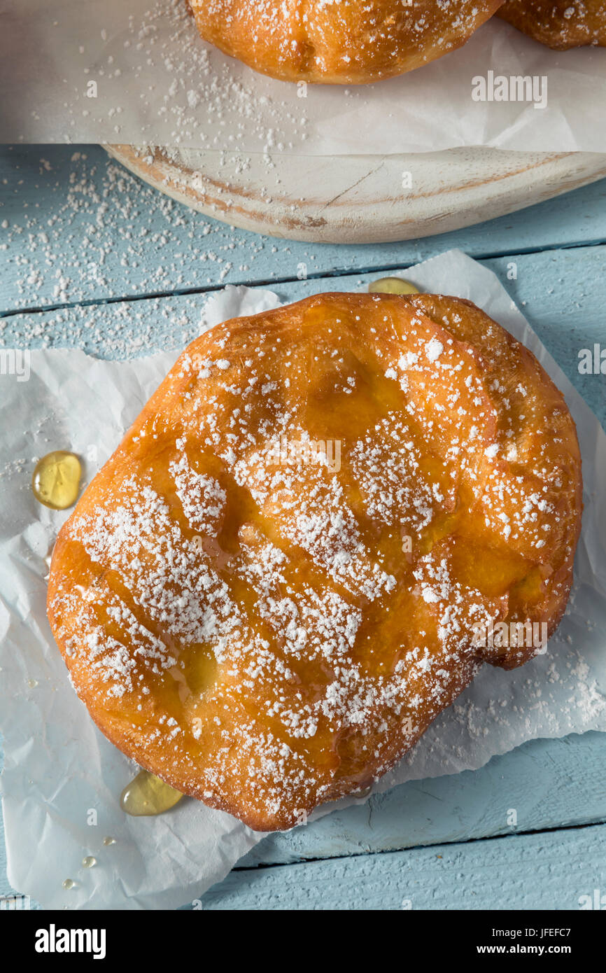 Deep Fried Utah Scones Bread with Sugar and Honey Stock Photo Alamy