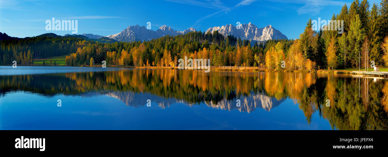 Austria, Tyrol, Kitzbuehel, black lake, autumn, Stock Photo