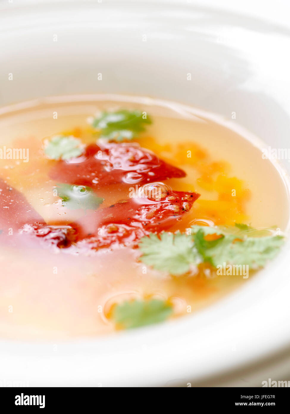 Klare Tomatensuppe Stock Photo