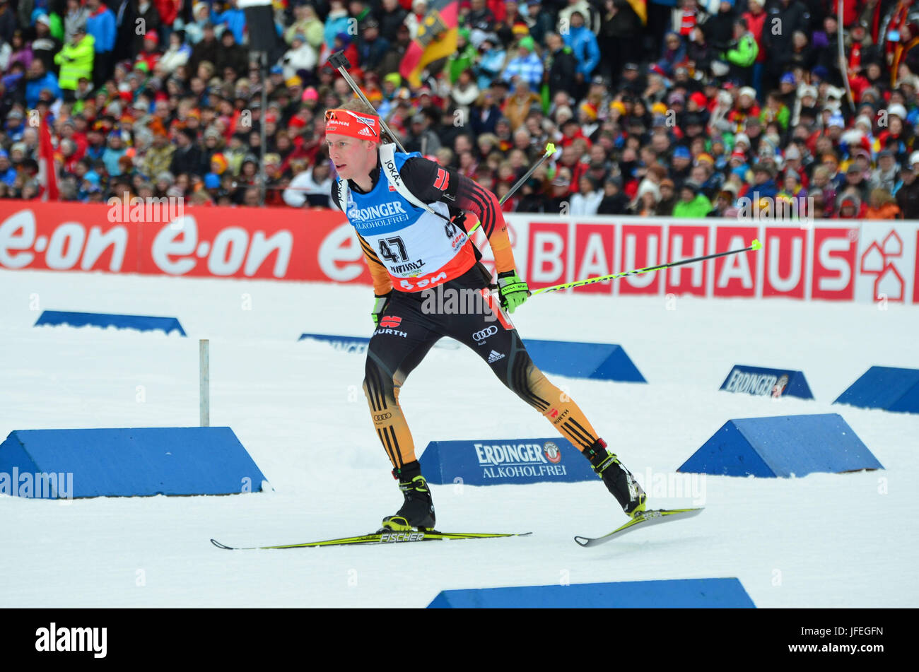 Winter sports, biathlon, world cup, Antholz, stadium, penal lap, Daniel Boehm, GER Stock Photo