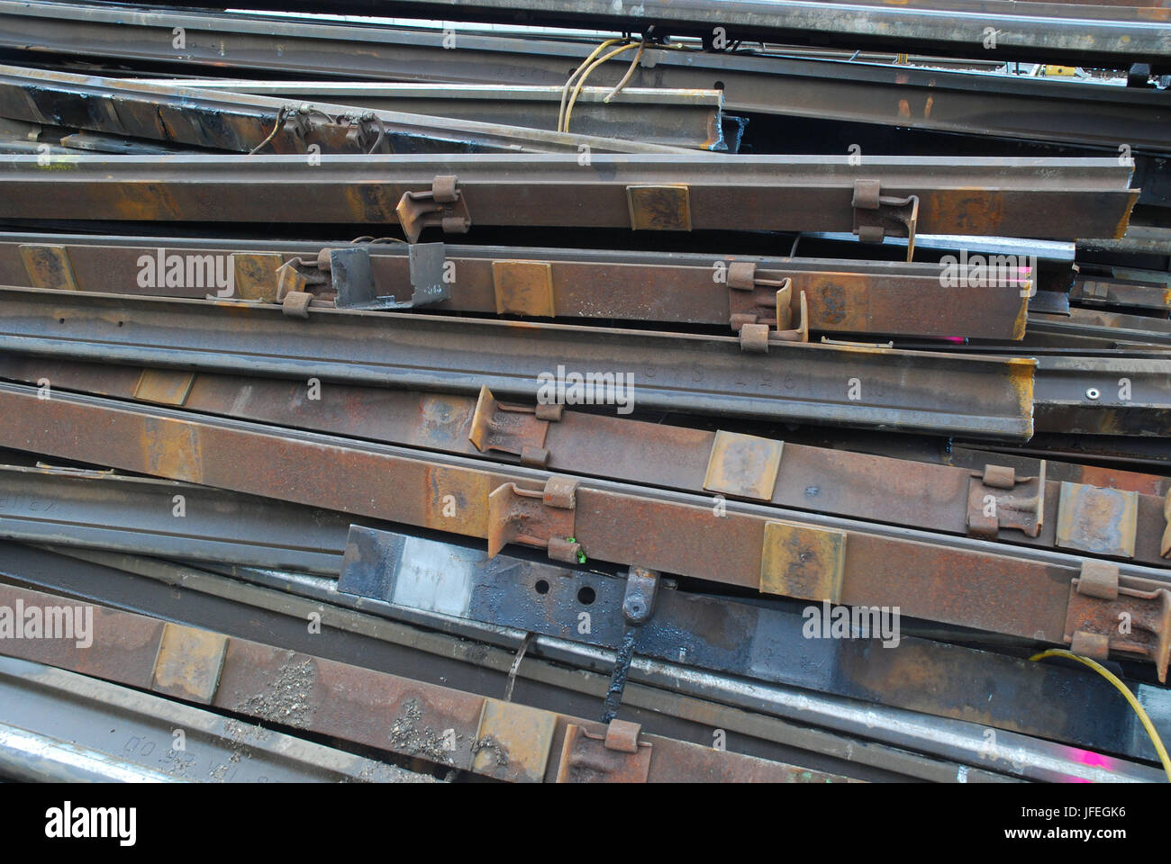 The German railways, track construction, metal scrap metal Stock Photo