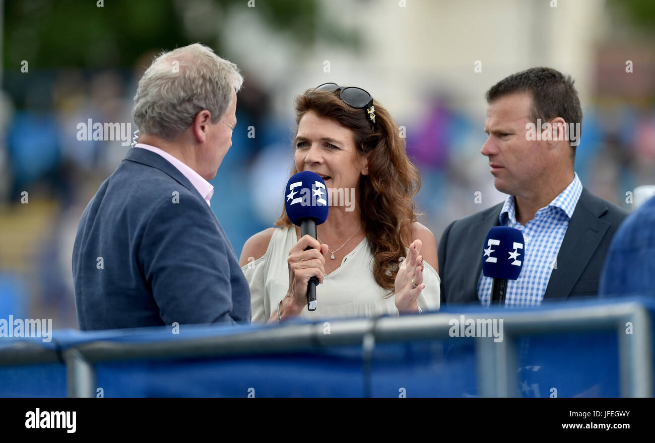 Former British tennis player Annabelle Croft now a television presenter during the Aegon International Eastbourne tennis tournament at Devonshire Park Eastbourne Sussex UK . 30 Jun 2017 Stock Photo