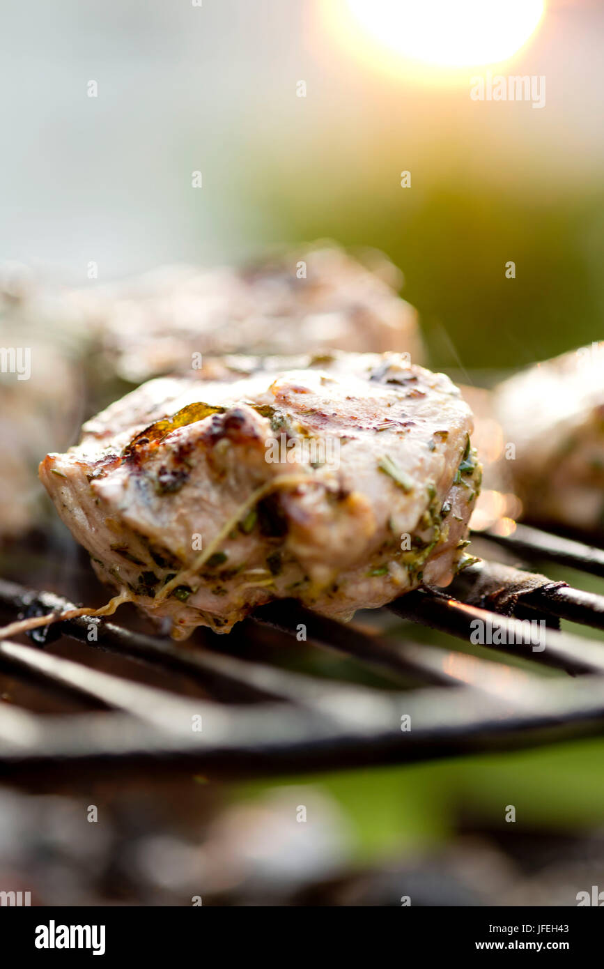 calf medallions, have a barbecue Stock Photo Alamy