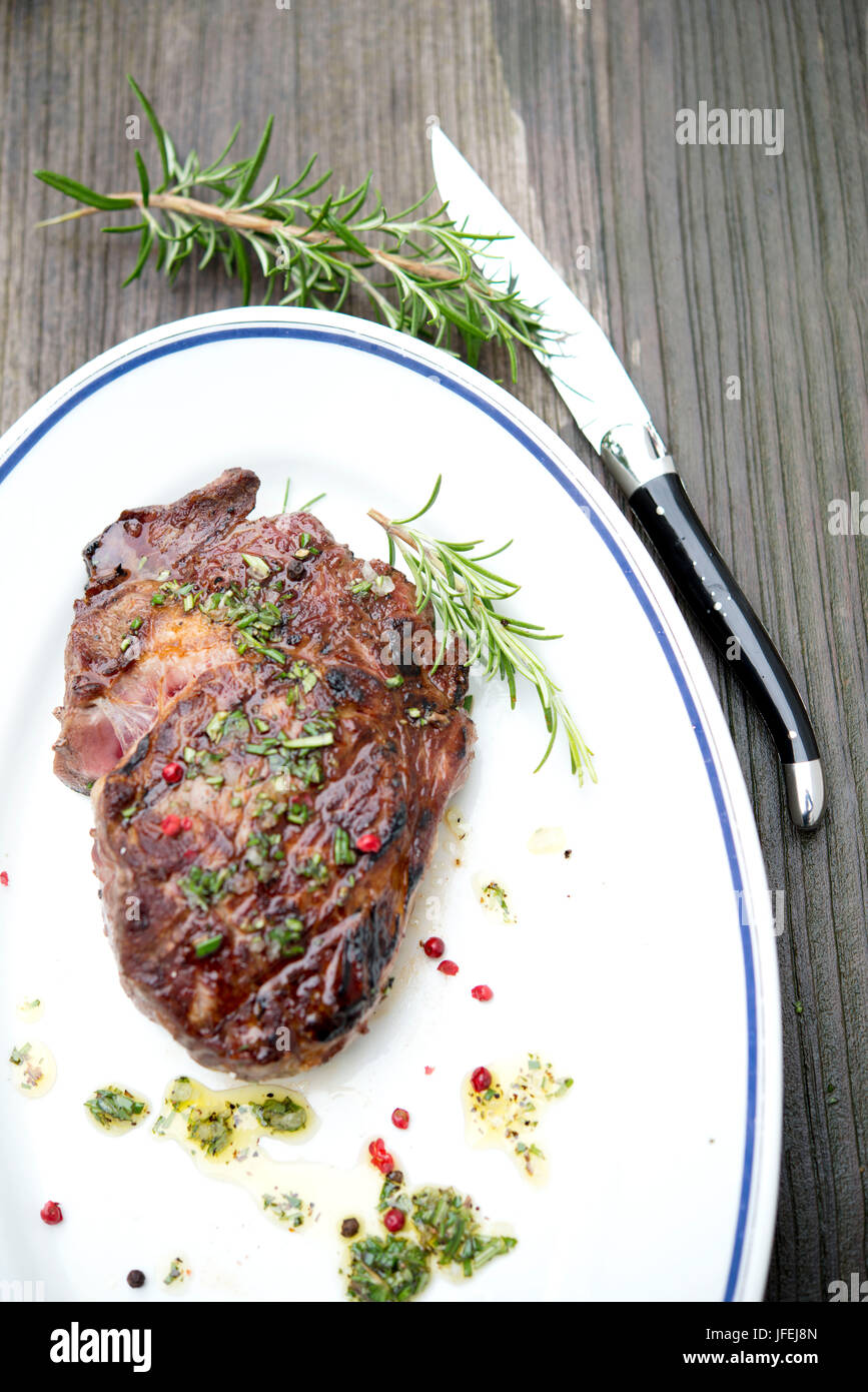 Grilled Entrecôte, Rib Eye steak Stock Photo Alamy