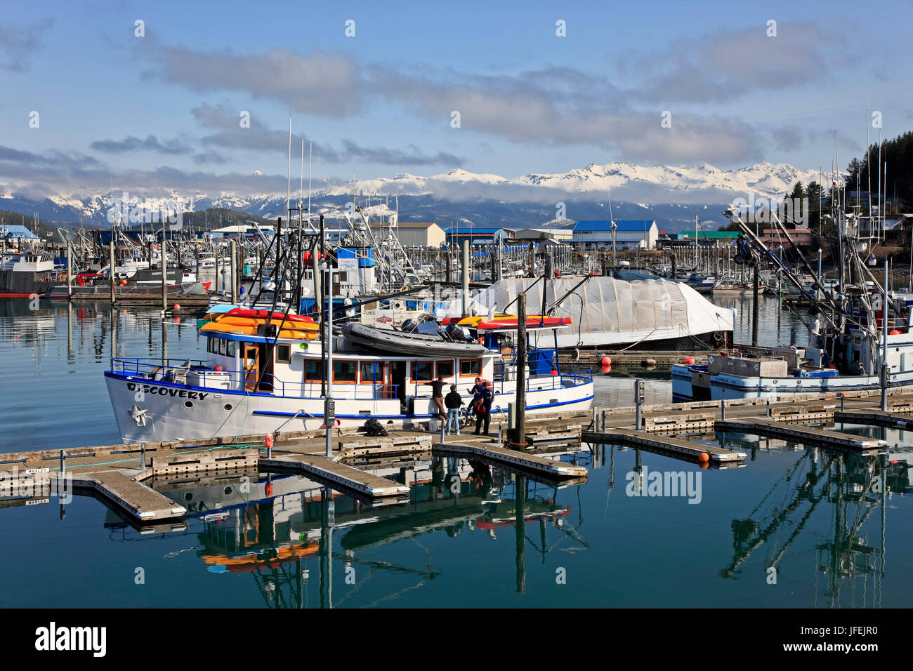 North America, the USA, Alaska, corduroy ova, harbour Stock Photo