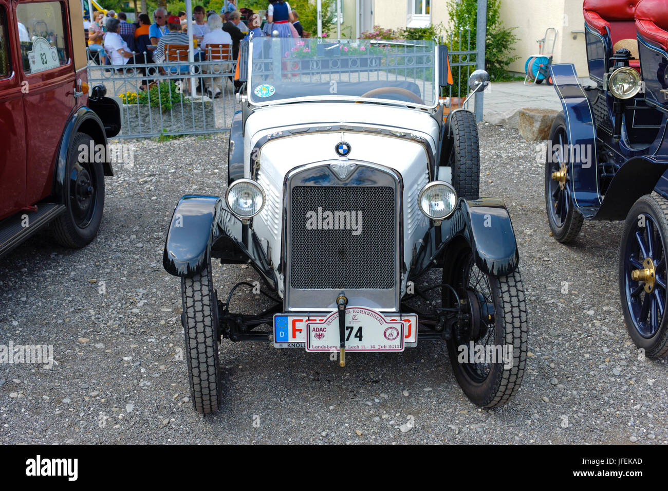 Old-timer rally 'Herkomer contention' in Landsberg in Lech for at least 80 year-old cars, here with BMW Dixi THERE 3 cabriolets, year of manufacture in 1930 Stock Photo