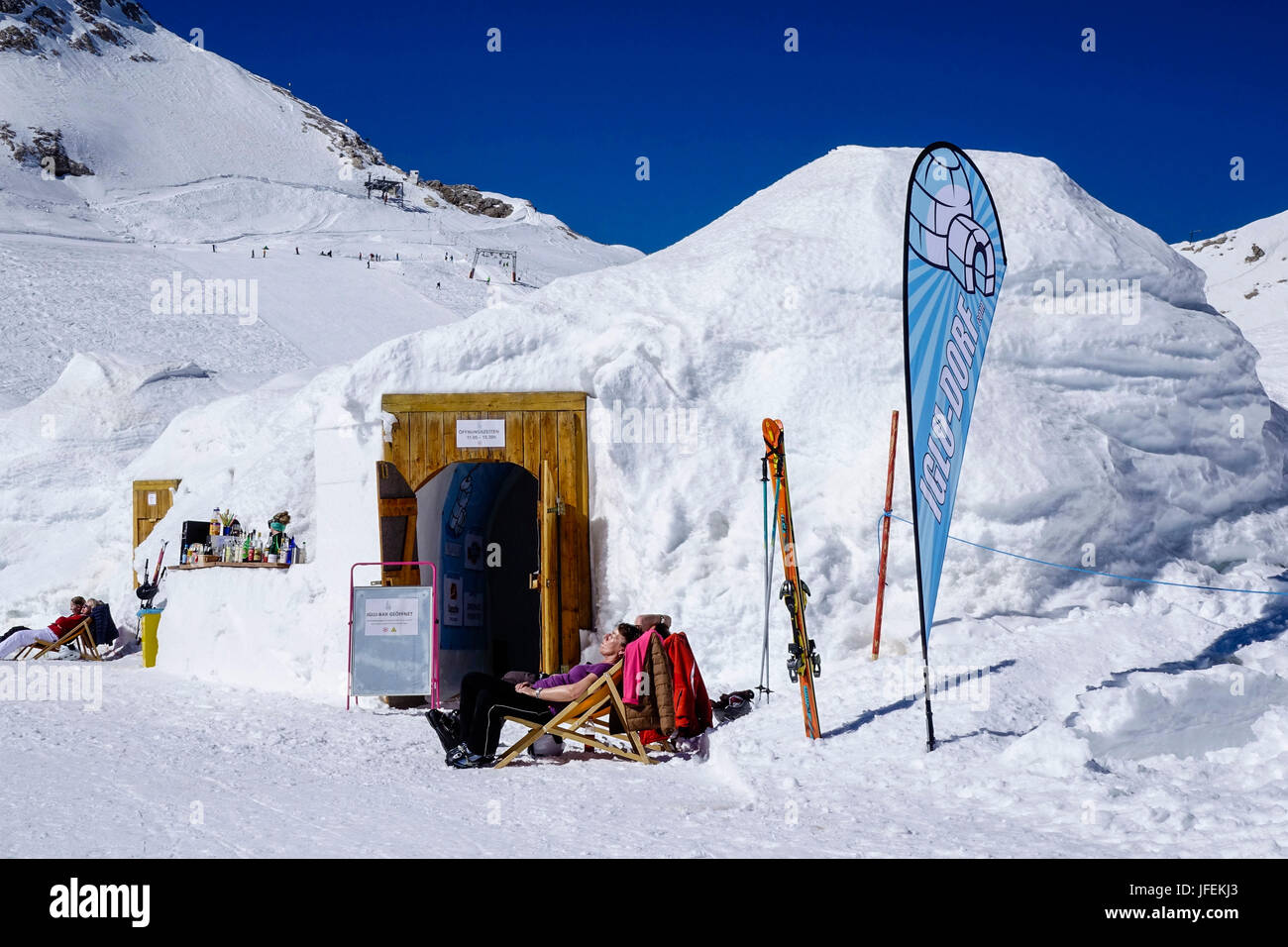 The igloo village, bar and hotel on Zugspitze, alps, Bavaria, Germany