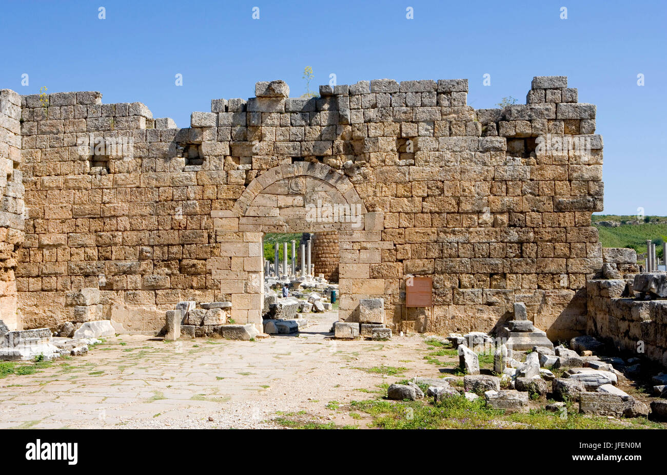 Perge, antique town, 18 km of Antalya, best preserved town of the antique Pamphylien, Late-Roman town gate Stock Photo