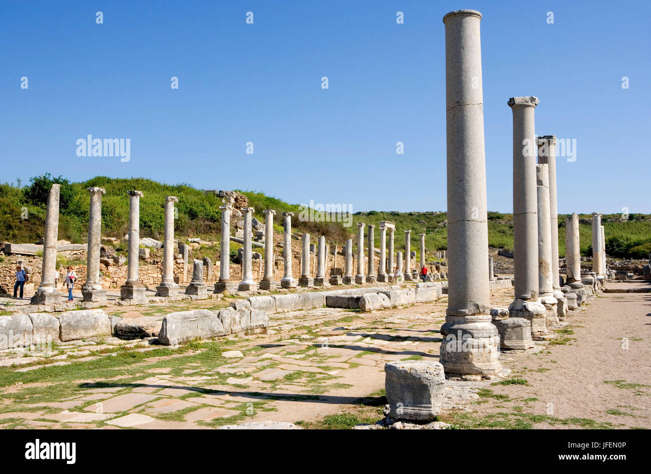 Perge, antique town, best preserved town of the antique Pamphylien, the 20-m-wide boulevard with the channel in the middle Stock Photo