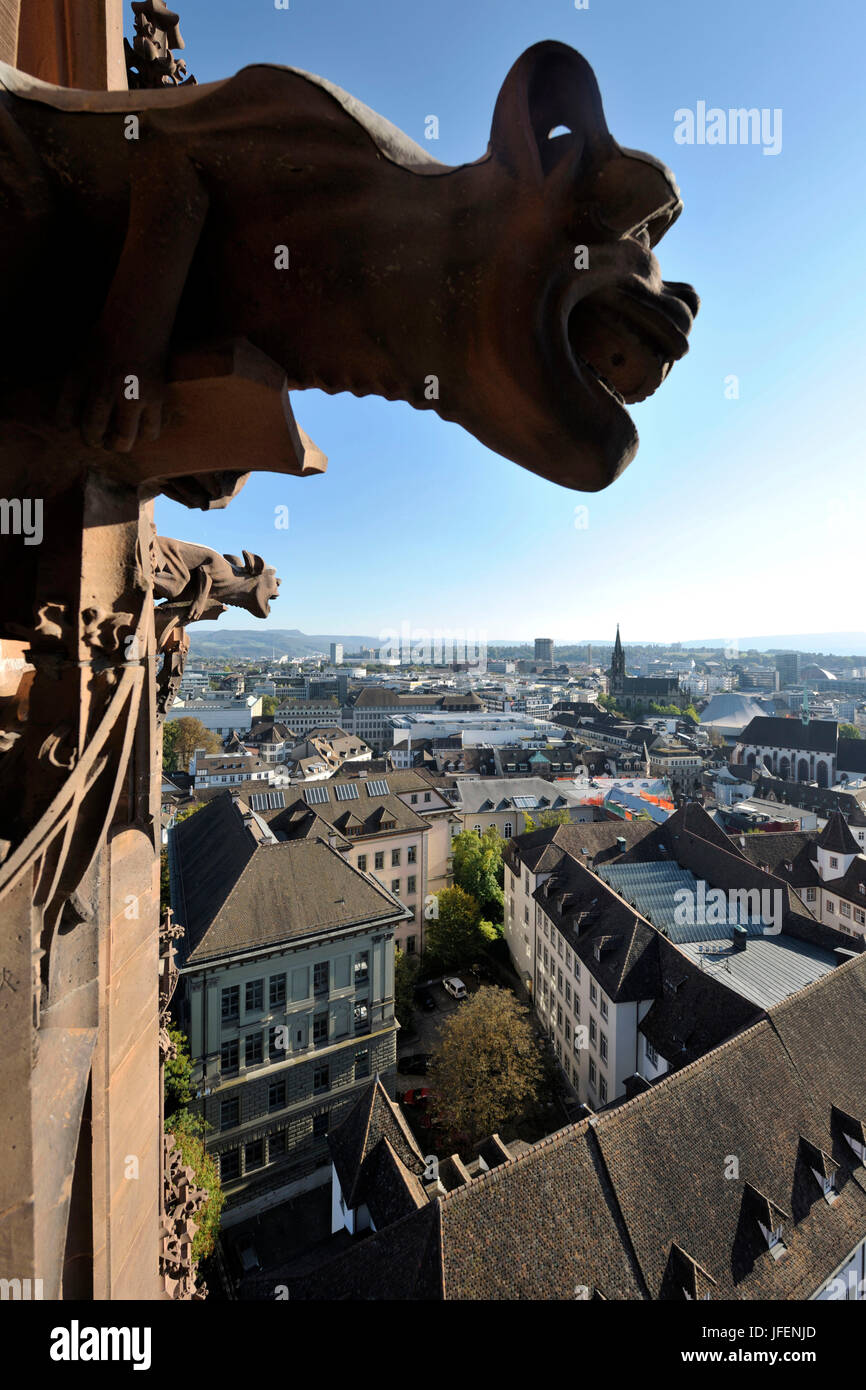 Switzerland, Basel, general view from the cathedral, gargoyle Stock Photo