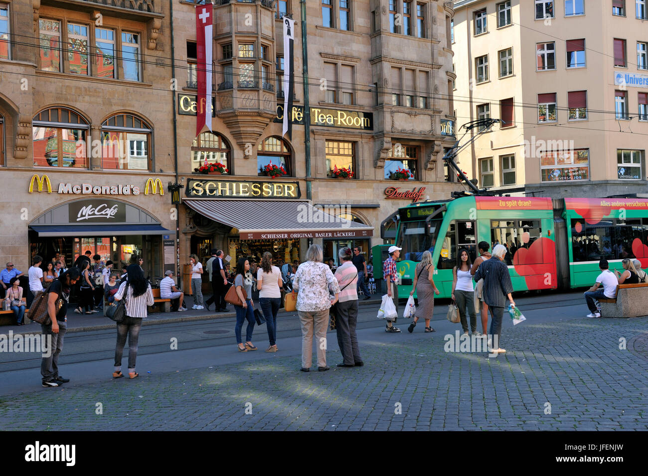 Switzerland, Basel, old city, Marktplatz (Market square), Cafe and tearoom  Schiesser Stock Photo - Alamy