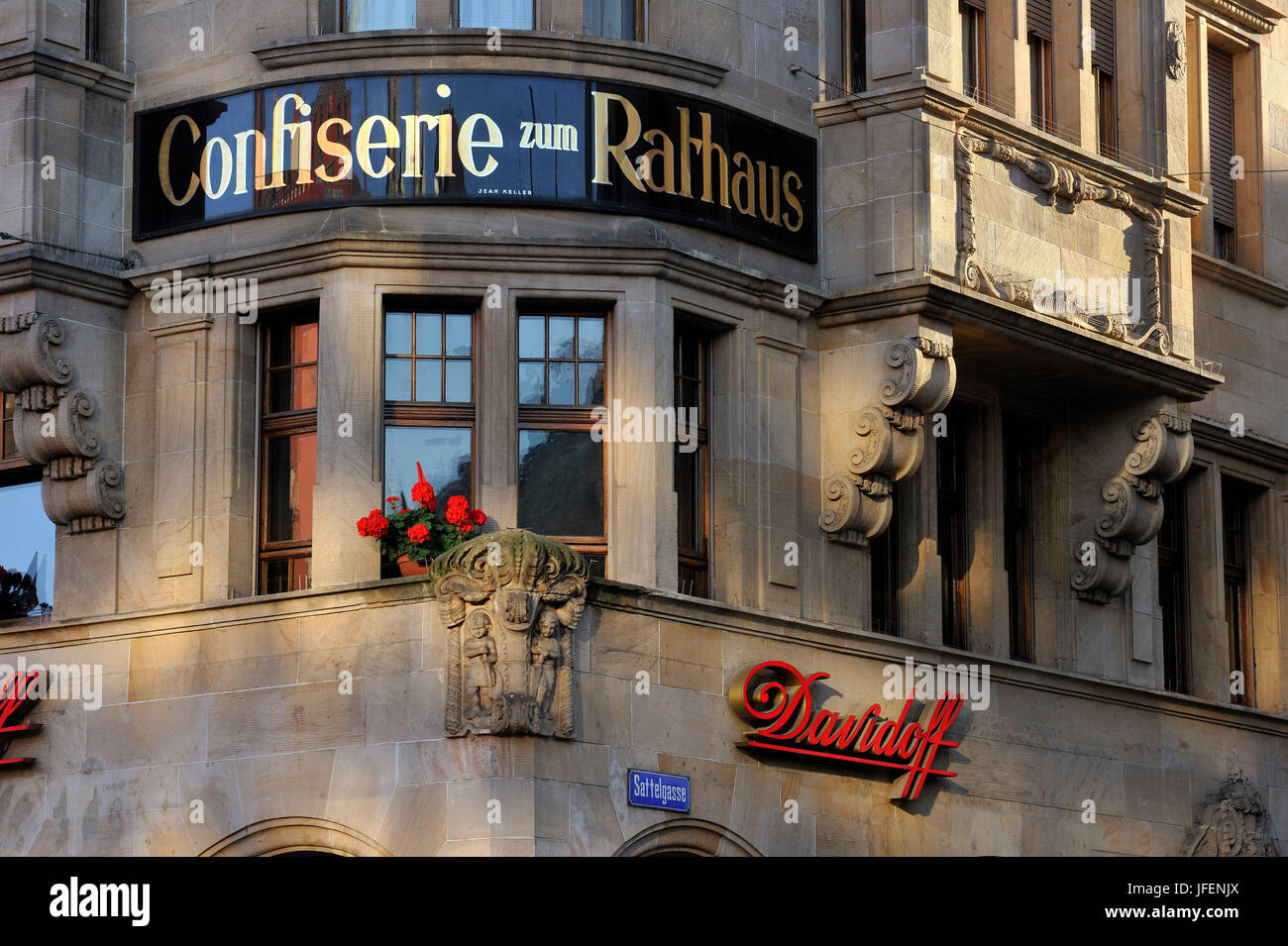 Switzerland, Basel, old city, Marktplatz (Market square), Cafe and tearoom  Schiesser Stock Photo - Alamy