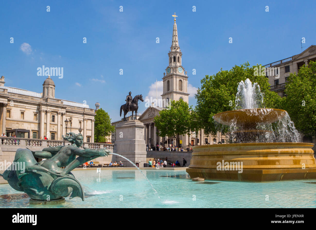 UK, London city, Trafalgar Square, St. Martin Church Stock Photo