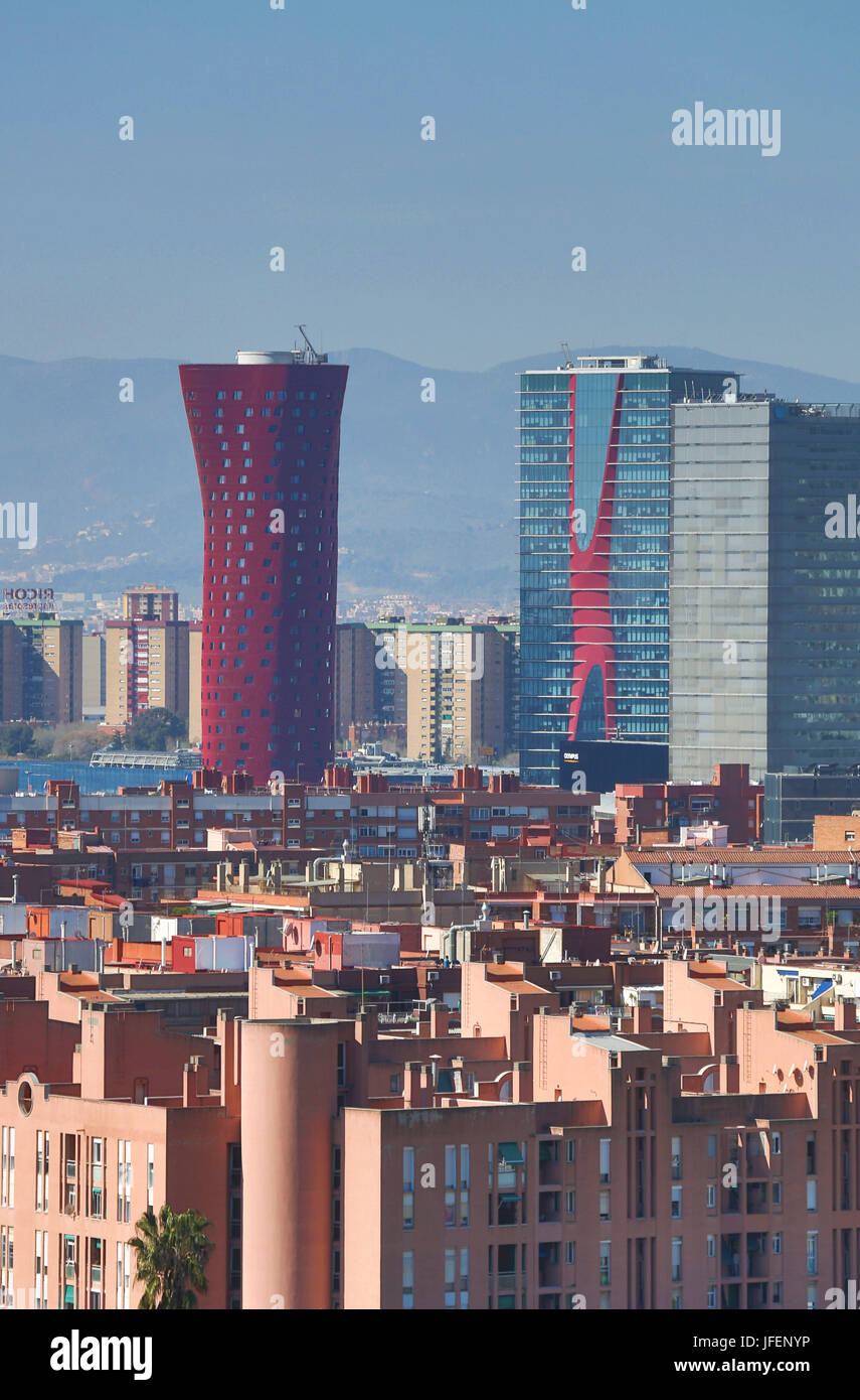 Spain, Catalonia, Barcelona metropoly, Hospitalet City Skyline, Europa Square Area Stock Photo