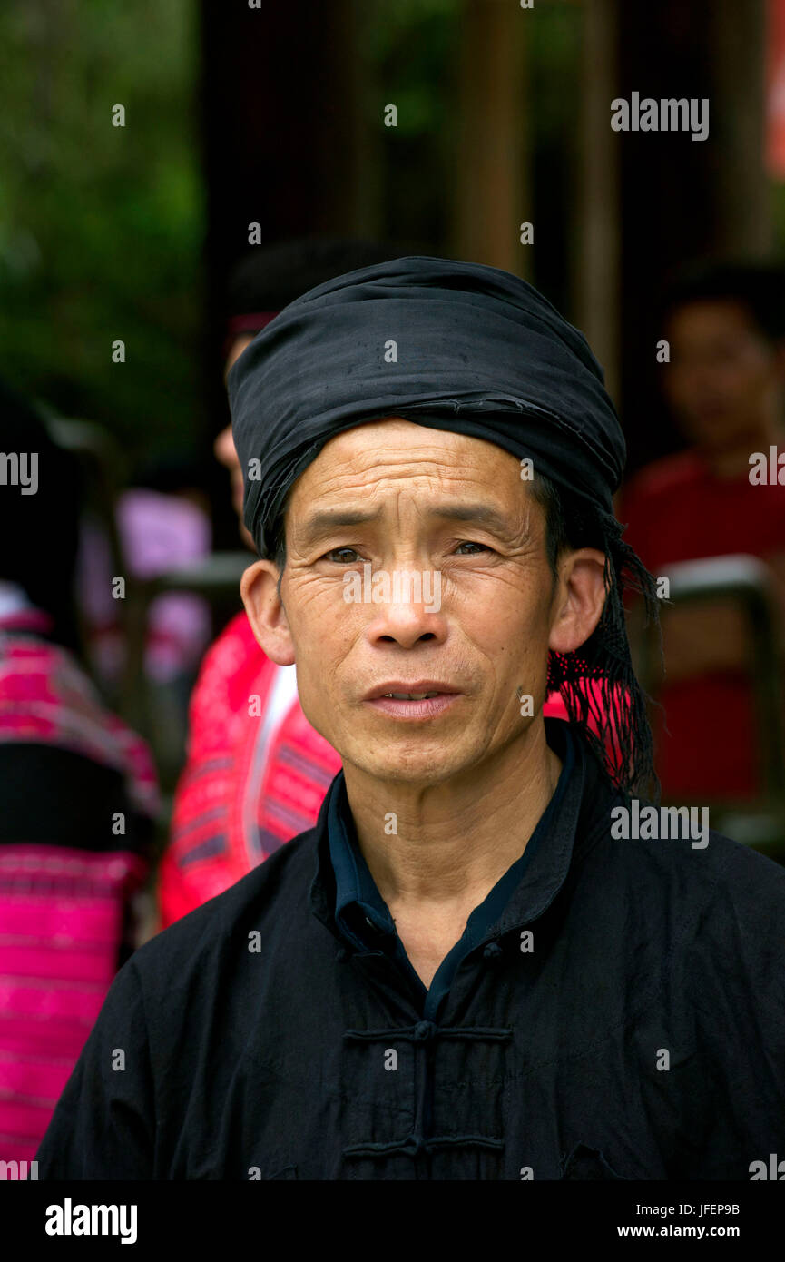 China, Guangxi Province, Longsheng aera, Dazhai village, Red Yao minority Stock Photo